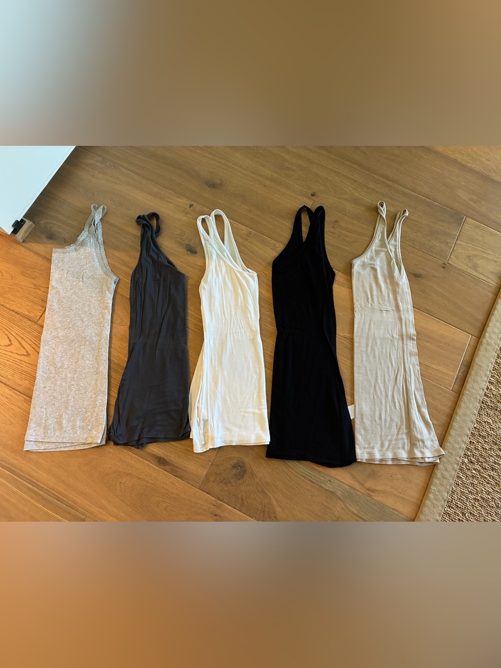 Basic Ribbed Tank Dress - White, Black, Charcoal, Beige